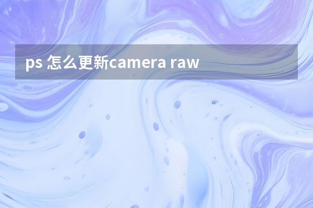 ps 怎么更新camera raw 插件